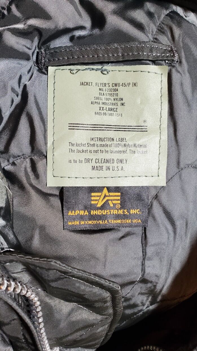 Pre-owned Alpha Made In Usa Cwu 45p  Industries Army Pilot Flight Military Bomber Af Jacket In Replica Gray---gray Inside