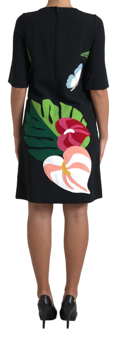 Pre-owned Dolce & Gabbana Dress Black Tiger Jungle Print Sheath Stretch It38/us4 /xs $3500