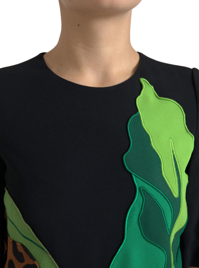 Pre-owned Dolce & Gabbana Dress Black Tiger Jungle Print Sheath Stretch It38/us4 /xs $3500
