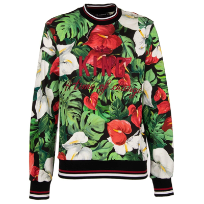 Pre-owned Dolce & Gabbana Floral Cotton Sweatshirt Sweater King Embroidery Green Red 11436