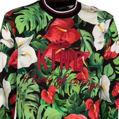 Pre-owned Dolce & Gabbana Floral Cotton Sweatshirt Sweater King Embroidery Green Red 11436