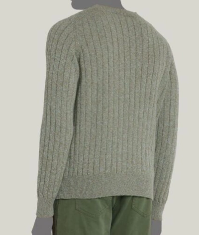 Pre-owned Goodman $795 Bergdorf  Men's Green Cashmere Ribbed Crewneck Sweater Size Xl