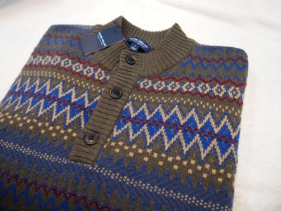 Pre-owned Peter Millar Crown Crafted Fair Isle Button Mock Sweater Large $398 Balsam In Multicolor