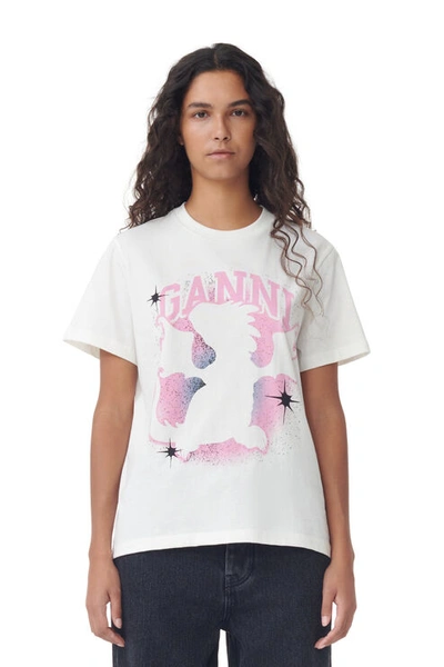 Shop Ganni Relaxed Dragon T-shirt In White