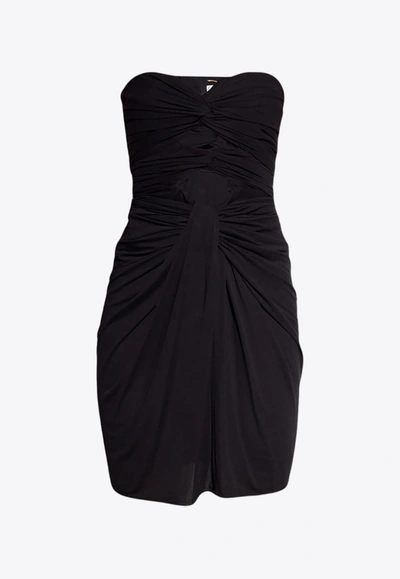 Shop Saint Laurent Cut-out Strapless Mini Dress In Black