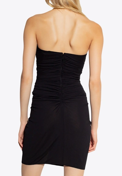 Shop Saint Laurent Cut-out Strapless Mini Dress In Black
