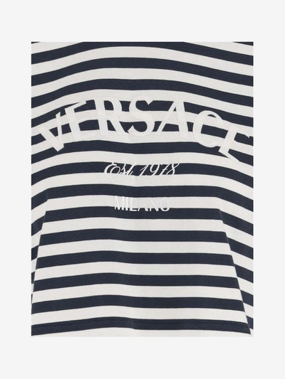 Shop Versace T-shirts And Polos In Bianco+navy+multicolor