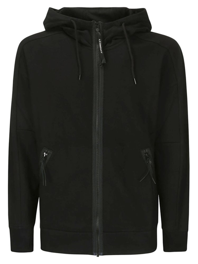 Shop C.p. Company Goggle Zipped Hoodie In Black