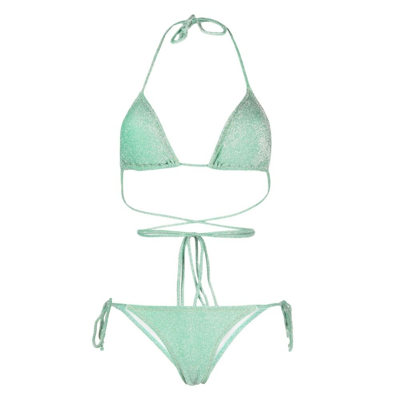 Shop Reina Olga Triangle Glitter Bikini Set In Green