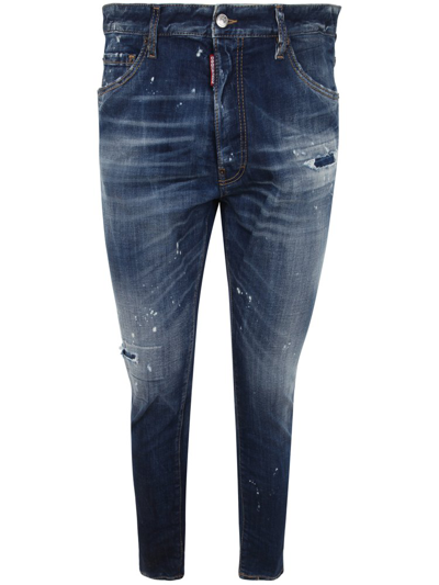 Shop Dsquared2 Skater Distressed Mid Rise Jeans In Blue