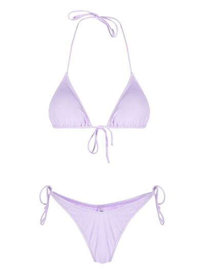 Shop Reina Olga Susan Halterneck Triangle Bikini Set In Purple