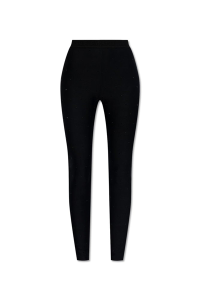 Shop Versace Jeans Couture Rhinestone Embellished Leggings In Black