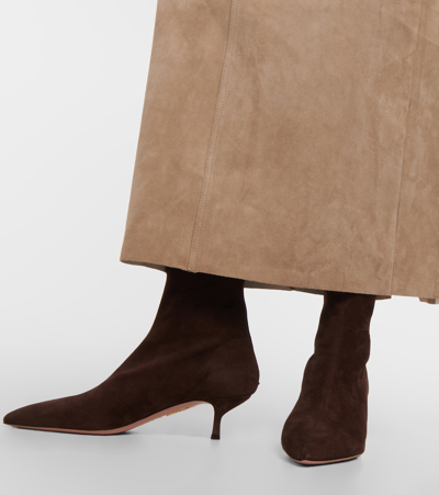 Aquazzura Montmartre 50 Suede Ankle Boots In Brown