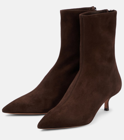 Aquazzura Montmartre 50 Suede Ankle Boots In Brown
