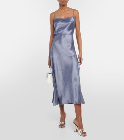 Shop Vince Satin And Organza Slip Dress In Blue
