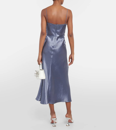 Shop Vince Satin And Organza Slip Dress In Blue