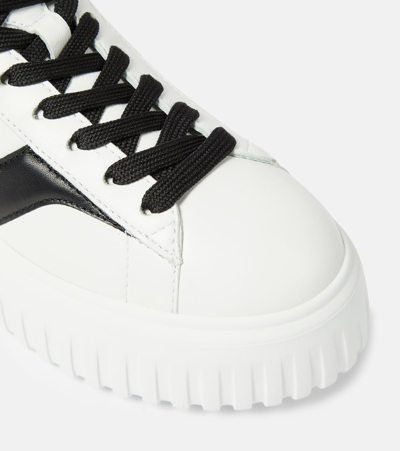 Shop Hogan H-stripes Leather Sneakers In White