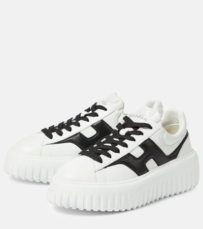 Shop Hogan H-stripes Leather Sneakers In White