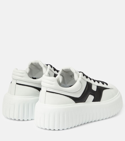 Shop Hogan H-stripes Leather Sneakers In White