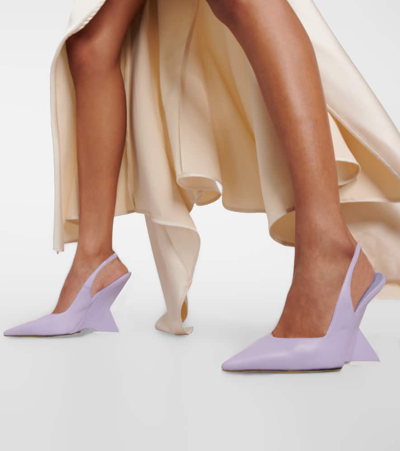 Attico Cheope 105 Leather Slingback Pumps In Purple