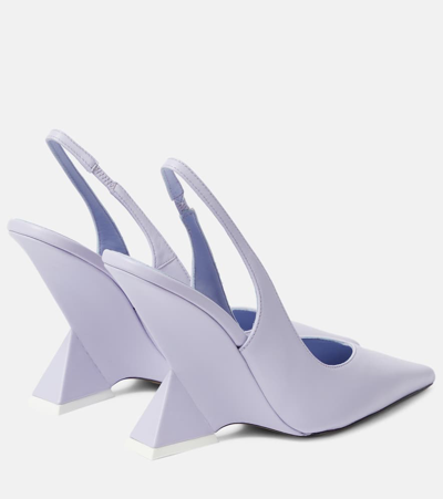 Shop Attico Cheope 105 Leather Slingback Pumps In Purple