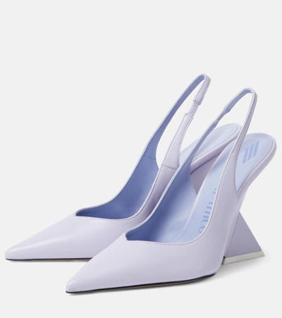 Attico Cheope 105 Leather Slingback Pumps In Purple