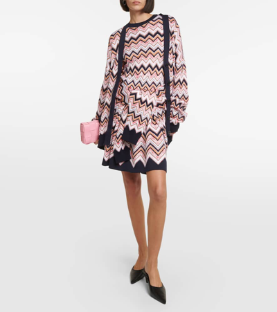 Shop Missoni Zig Zag Wool-blend Minidress In Multicoloured