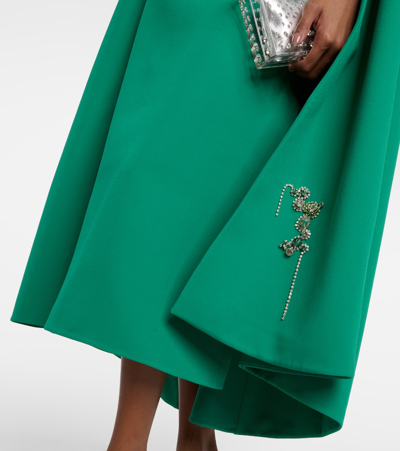 Shop Safiyaa Rowan Manorel Embellished Caped Midi Dress In Green
