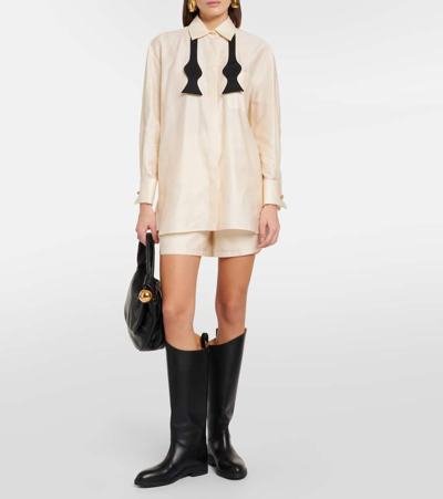Max Mara Piadena High-rise Cotton Shorts In White