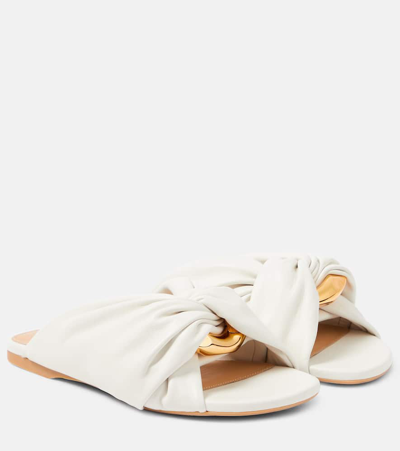 Shop Jw Anderson Corner Leather Slides In White