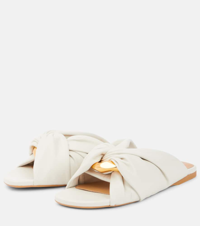 Shop Jw Anderson Corner Leather Slides In White