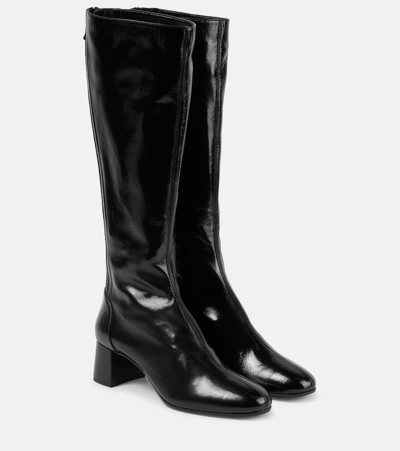 Shop Aquazzura Saint Honoré 50 Leather Knee-high Boots In Black
