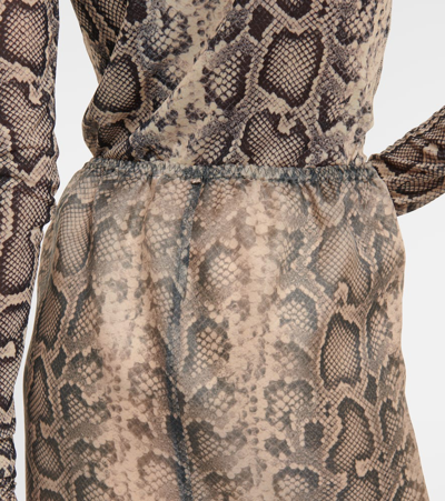 Sportmax Desio Snake-effect Organza Midi Skirt In Black