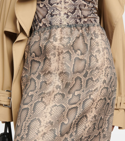 Sportmax Desio Snake-effect Organza Midi Skirt In Black