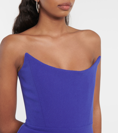 Shop Alex Perry Strapless Crepe Minidress In Blue