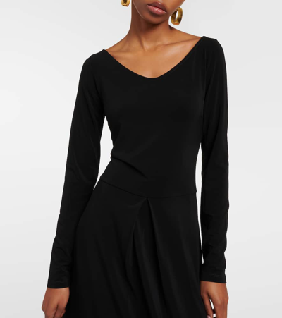 Shop Max Mara Valido Pleated Jersey Maxi Dress In Black