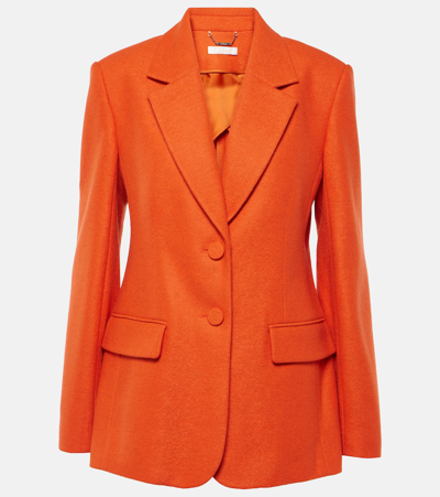Shop Chloé Felted Wool And Cashmere Jersey Blazer In Orange