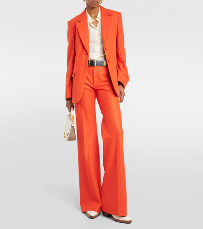 Shop Chloé Felted Wool And Cashmere Jersey Blazer In Orange