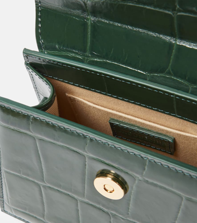 Shop Jacquemus Le Chiquito Moyen Boucle Croc-effect Tote Bag In Green
