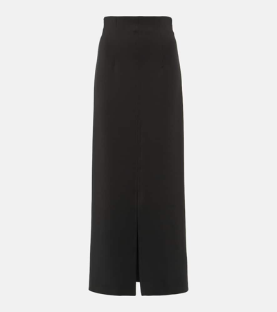 Shop Max Mara Duccio Front-slit Neoprene Maxi Skirt In Black