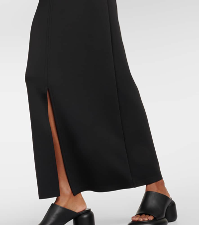 Shop Max Mara Duccio Front-slit Neoprene Maxi Skirt In Black