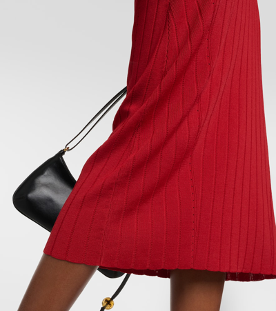 Shop Jacquemus La Jupe Pralu Knitted Midi Skirt In Red