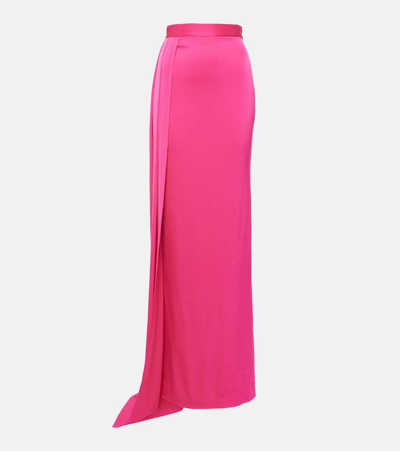 Shop Alex Perry Draped Satin Maxi Skirt In Pink