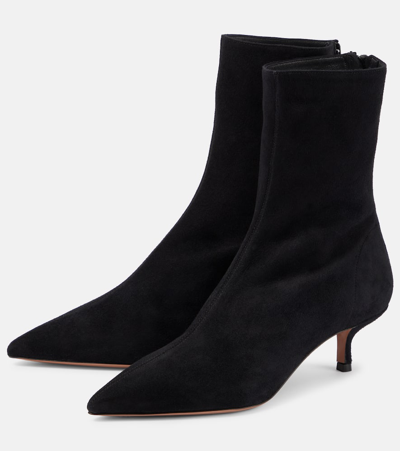 Aquazzura Montmartre 50 Suede Ankle Boots In Black