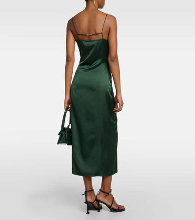 Shop Jacquemus La Robe Notte Satin Slip Dress In Green