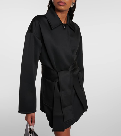 Shop Max Mara Rauche Neoprene Belted Minidress In Black