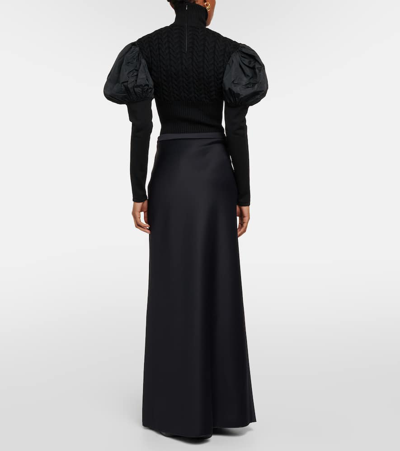 Shop Max Mara Clavier Cotton-blend Jersey Maxi Skirt In Black