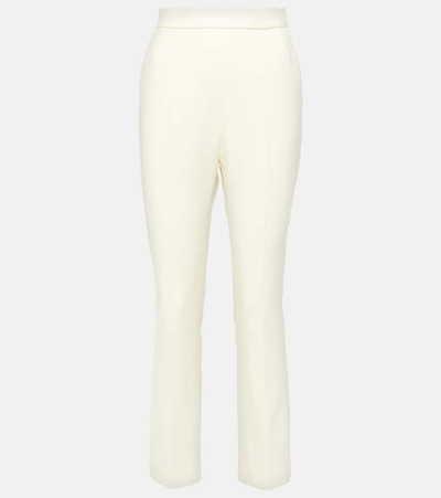 Shop Max Mara Nepeta Wool-blend Slim Pants In White