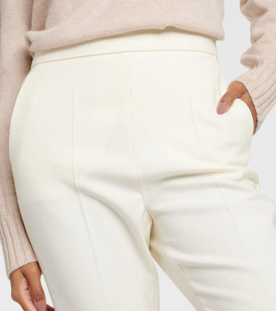 Shop Max Mara Nepeta Wool-blend Slim Pants In White