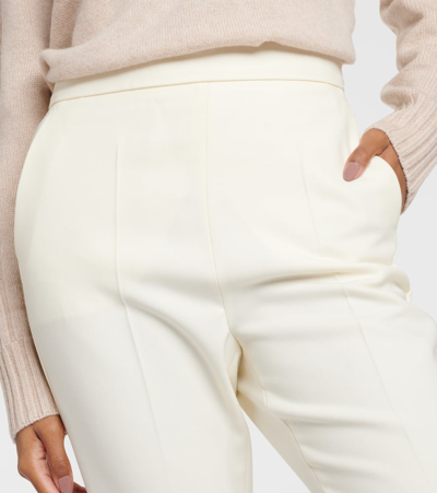 Max Mara Nepeta Wool-blend Slim Pants In White